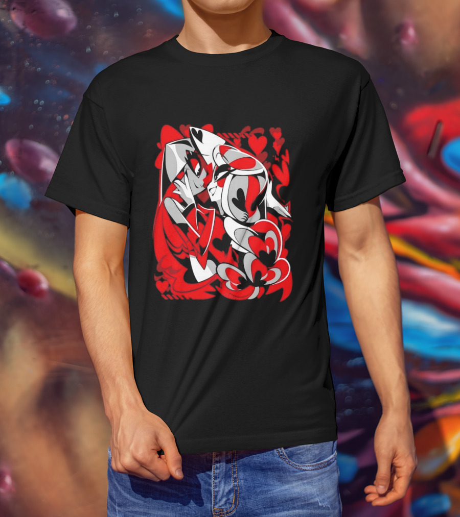 Charlie Morningstar Vaggie Hazbin Hotel Hearts T-Shirt