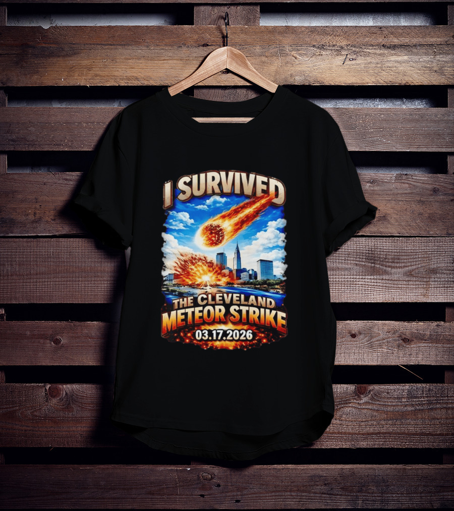 I Survived Cleveland Meteor Strike 03 17 2026 City Skyline Impact Event T-Shirt