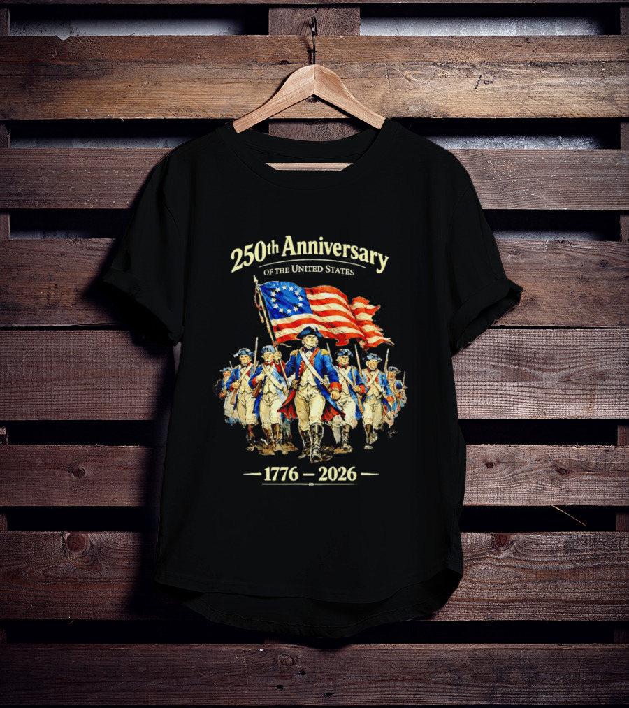 250th Anniversary American Patriots Holding Flag 1776 2026 T-Shirt