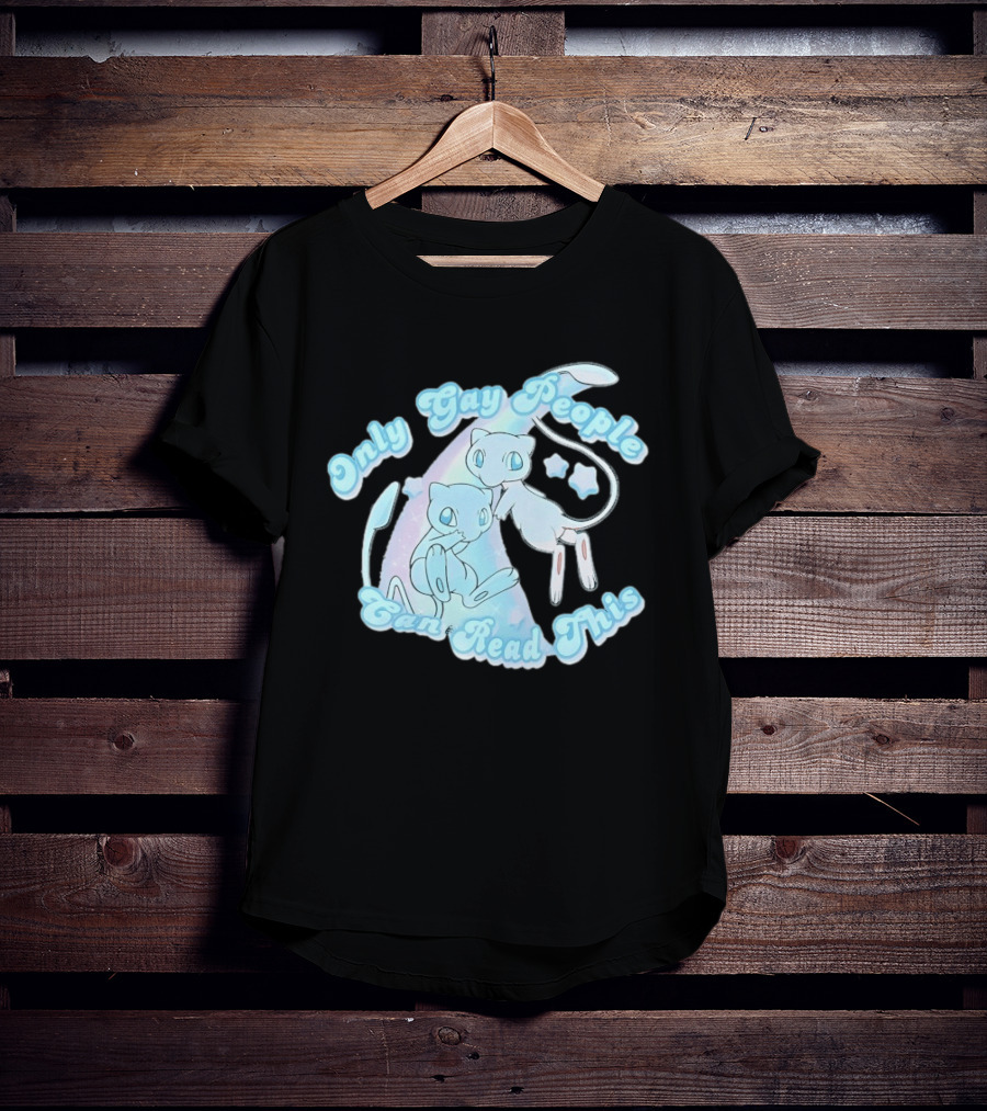 Pokemon Mew Only Gay People Can Read This Stars Retro Rainbow T-Shirt