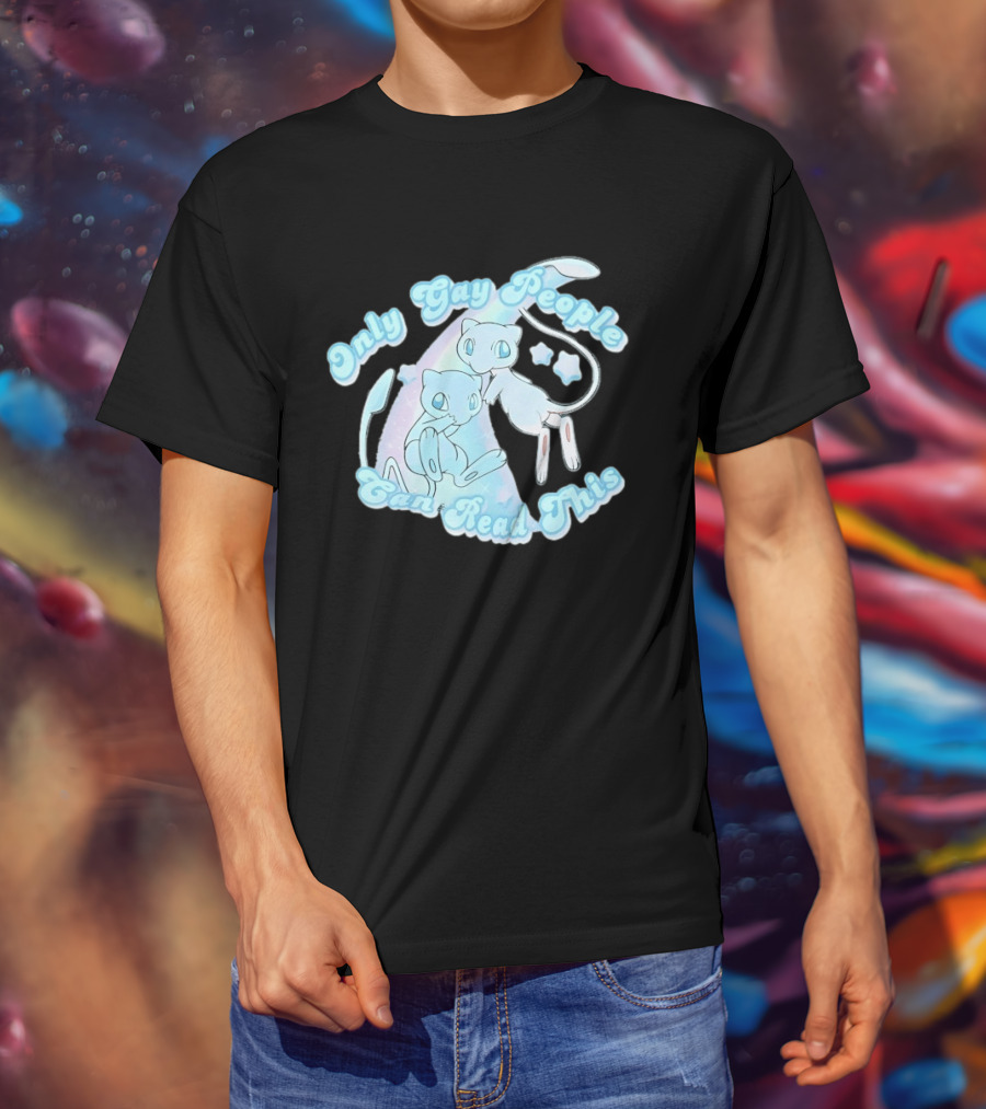 Pokemon Mew Only Gay People Can Read This Stars Retro Rainbow T-Shirt