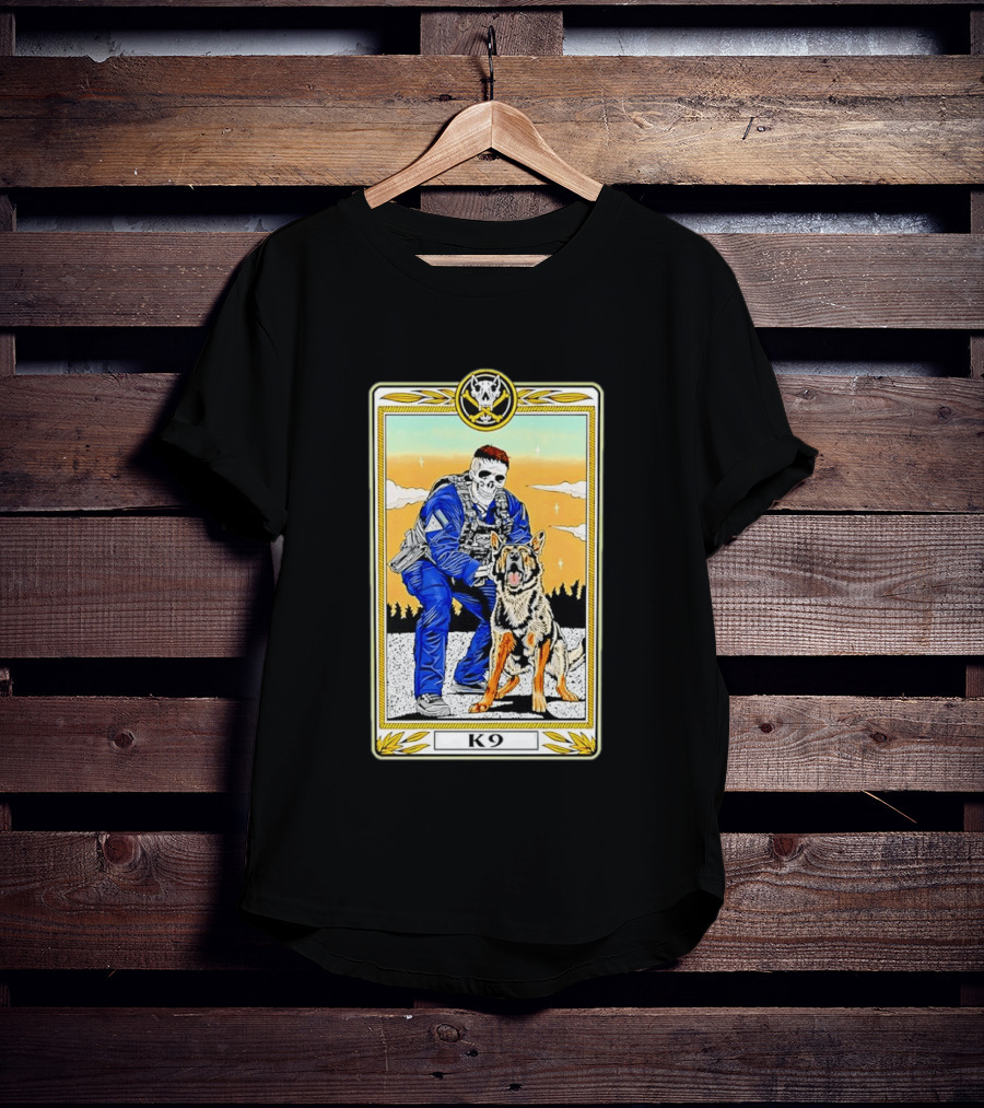 K9 Skull Masked Officer And German Shepherd Duo T-Shirt