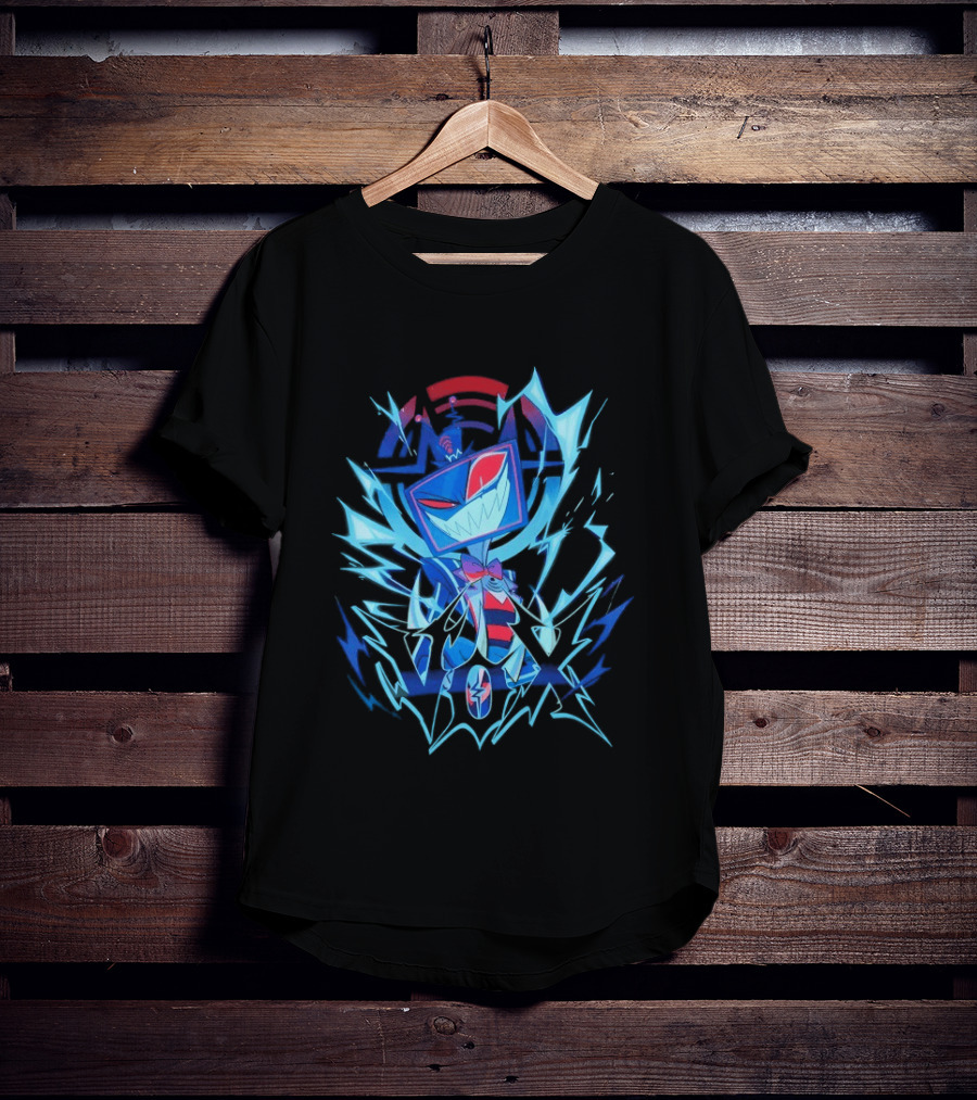 Vox Hazbin Hotel Overlord Character With Glitching Television Head And Electricity T-Shirt