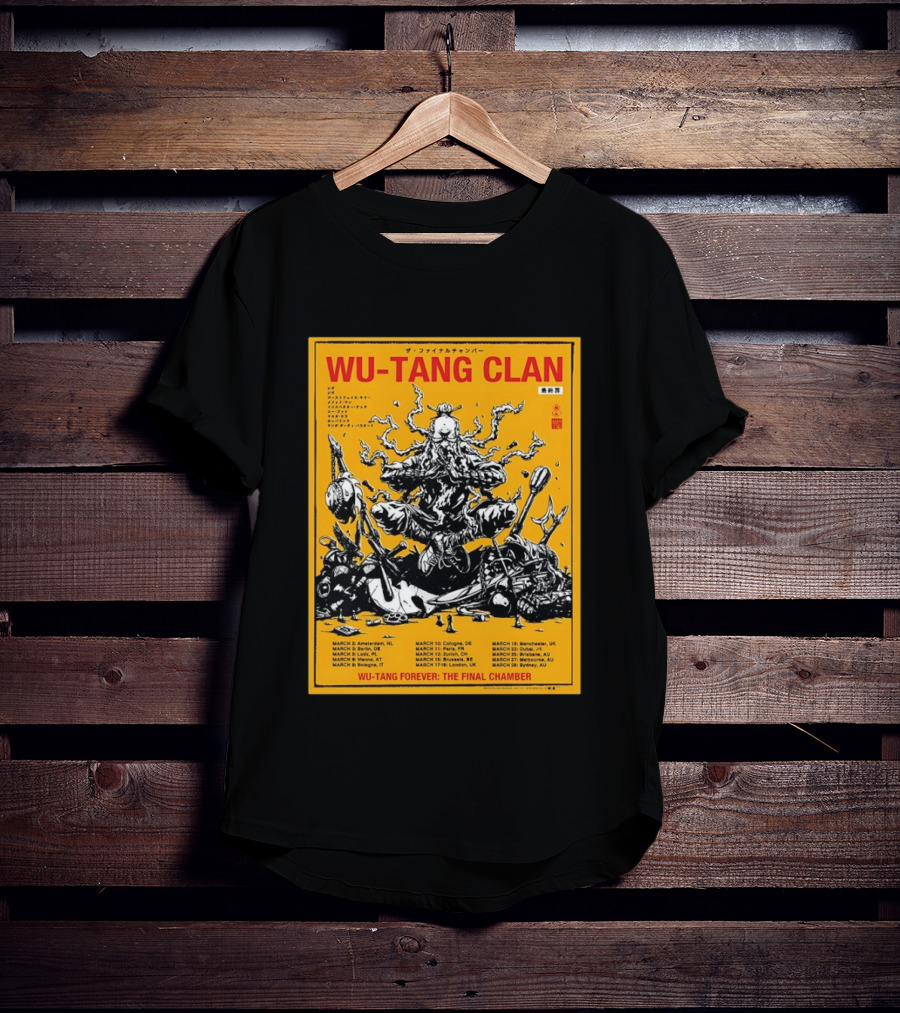 Wu Tang Clan 2026 Europe Tour Wu Tang Forever The Final Chamber Yellow T-Shirt