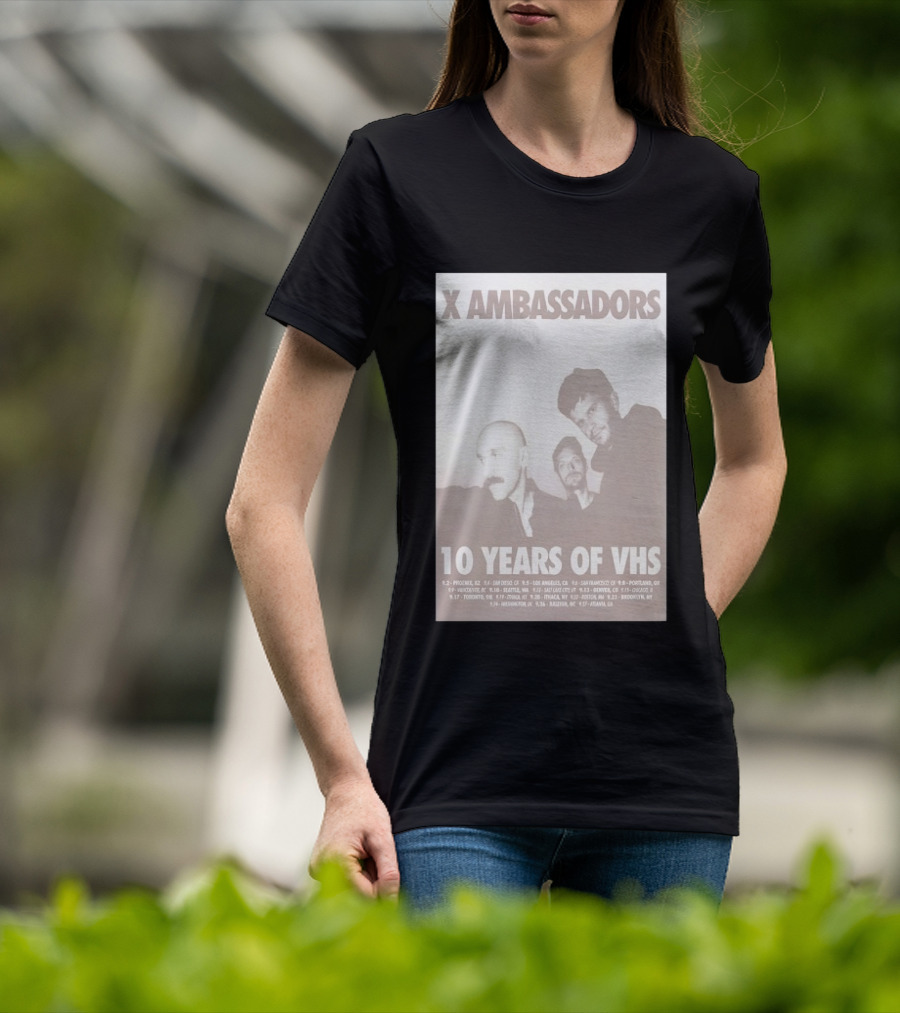 X Ambassadors 10 Years Of VHS Tour 2025 US Cities T-Shirt