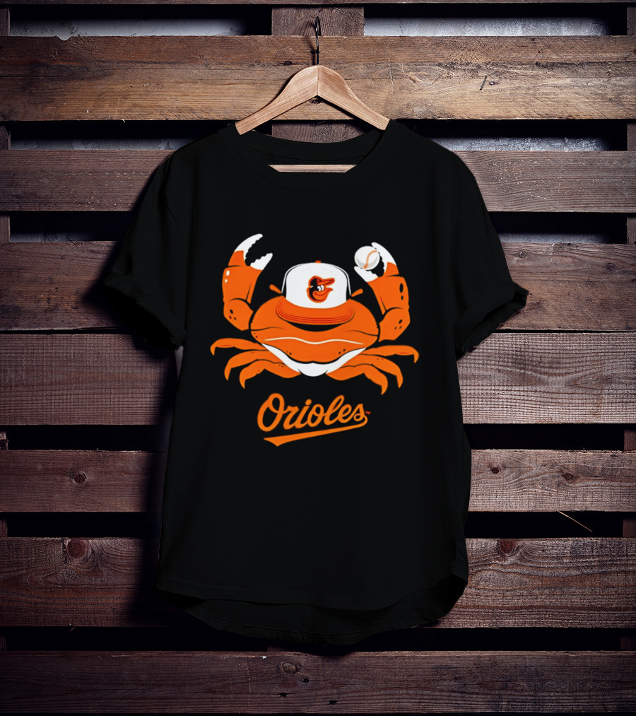 Baltimore Orioles Crab Mascot With Baseball Cap T-Shirt