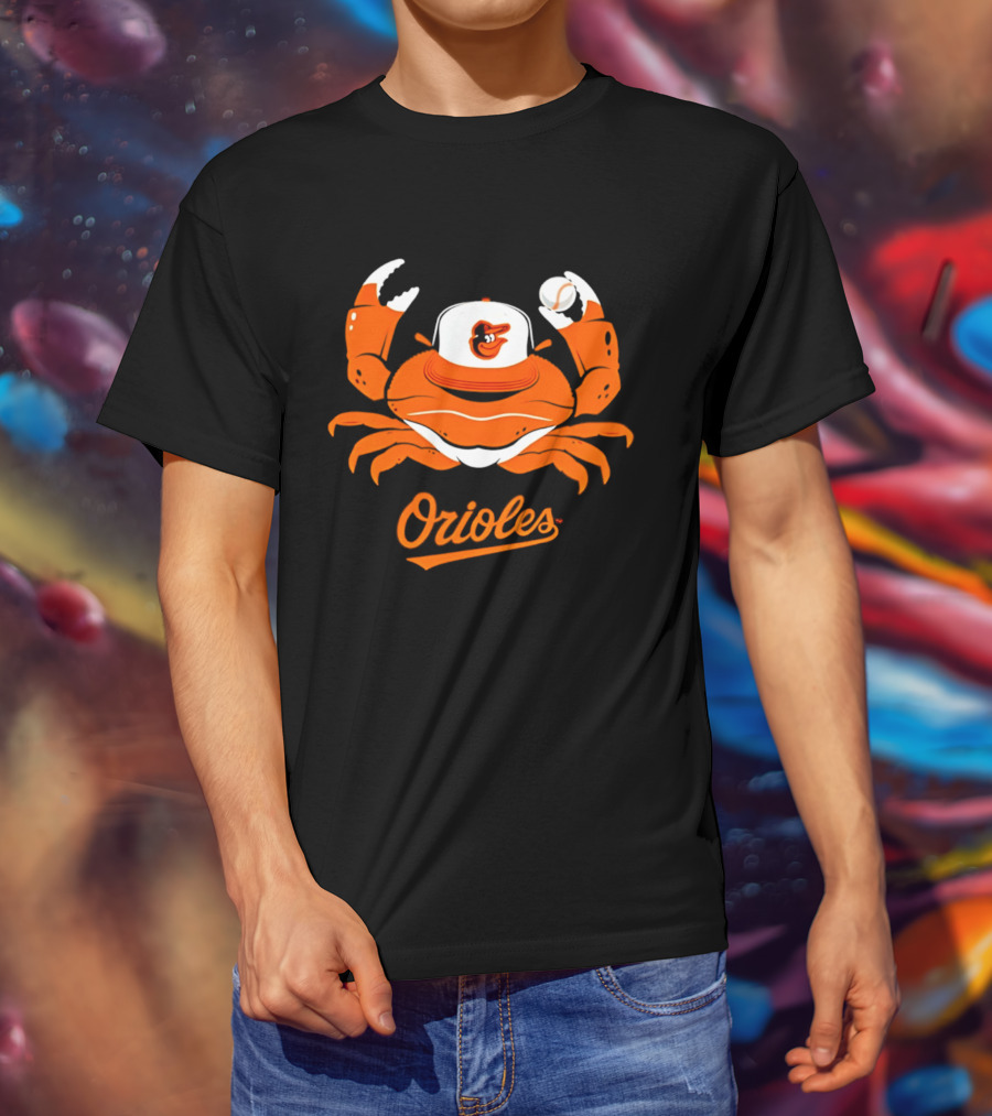 Baltimore Orioles Crab Mascot With Baseball Cap T-Shirt