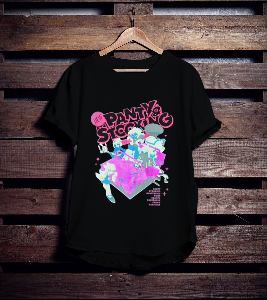 New Panty & Stocking With Garterbelt Anime Characters Colorful Car Scene T-Shirt