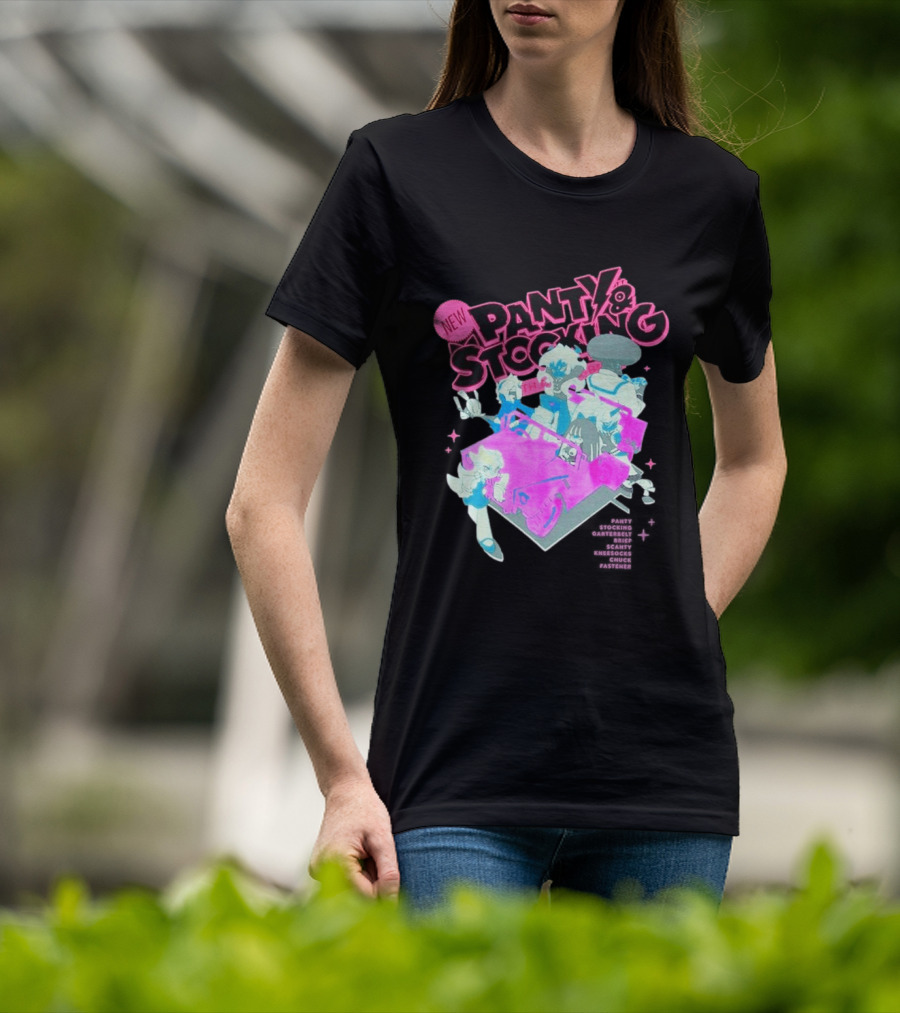 New Panty & Stocking With Garterbelt Anime Characters Colorful Car Scene T-Shirt