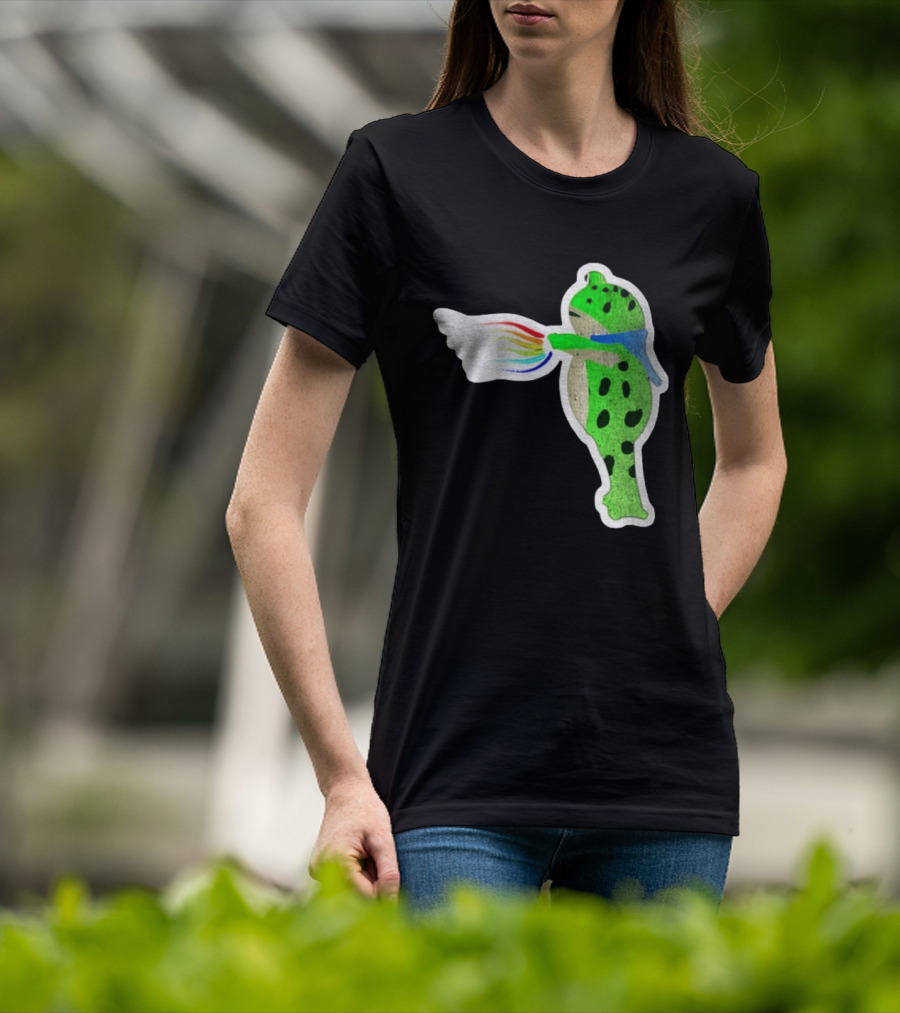 Portland Frog Holding Rainbow Flag LGBT Pride Anti Maga Protest T-Shirt