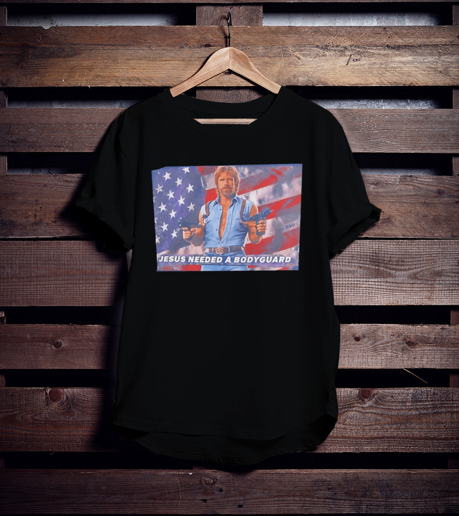 Jesus Needed A Bodyguard Chuck Norris USA Flag T-Shirt