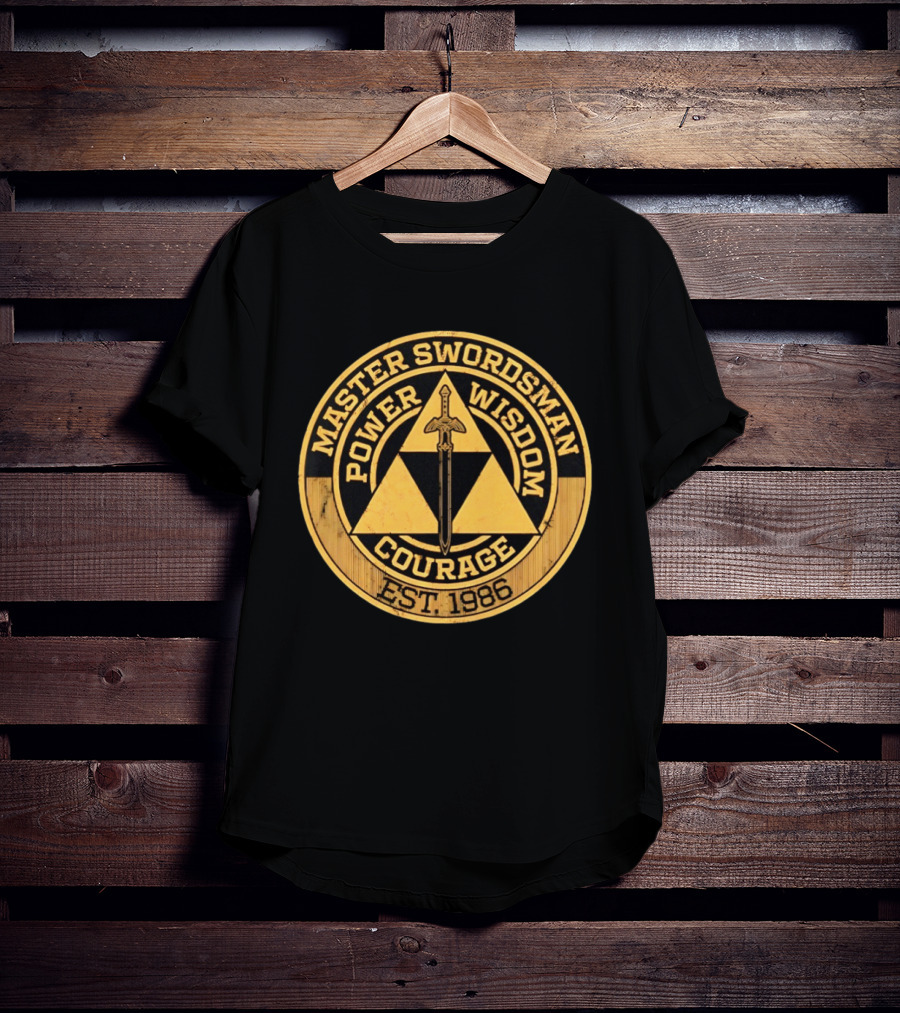 Master Swordsman Power Wisdom Courage Triforce Emblem Est 1986 Legends T-Shirt