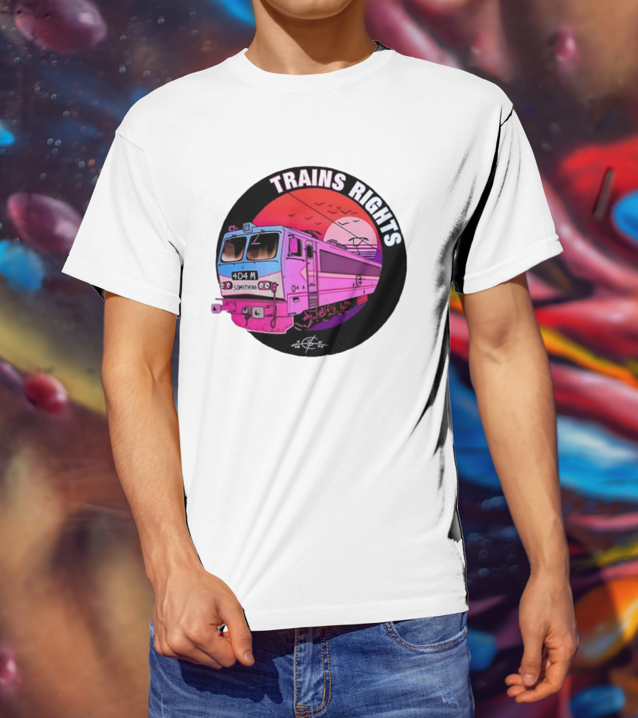 4D4M Something Trains Rights Sunset Train T-Shirt
