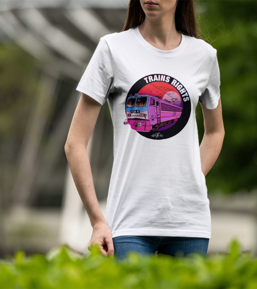 4D4M Something Trains Rights Sunset Train T-Shirt