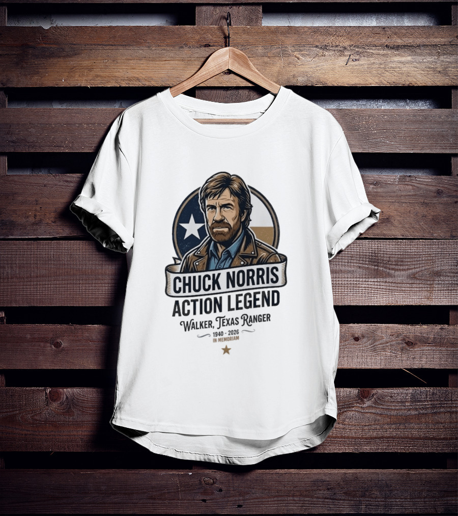 Chuck Norris Action Legend Walker Texas Ranger 1940 2026 In Memoriam Star T-Shirt
