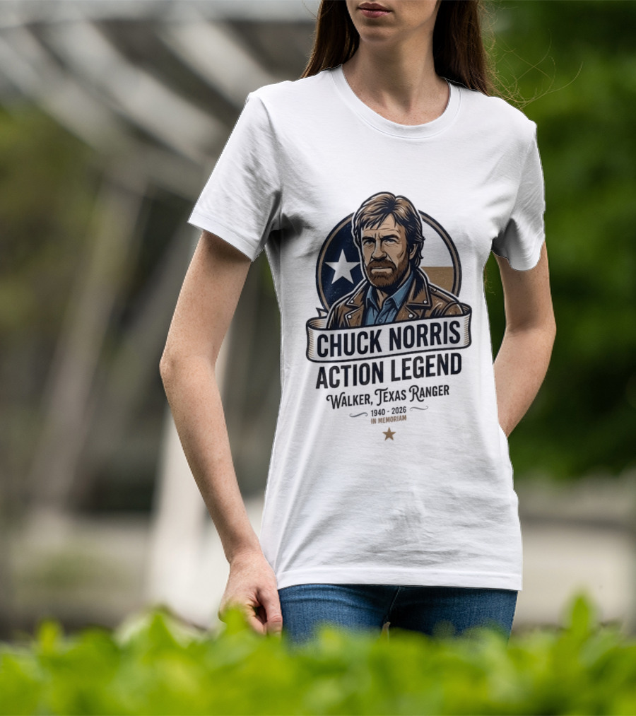 Chuck Norris Action Legend Walker Texas Ranger 1940 2026 In Memoriam Star T-Shirt
