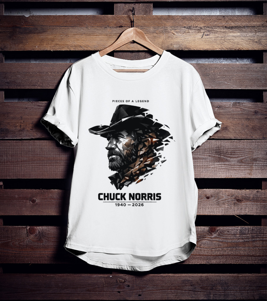 Chuck Norris Pieces Of A Legend 1940 2026 Cowboy Hat Triangular Fragmentation T-Shirt