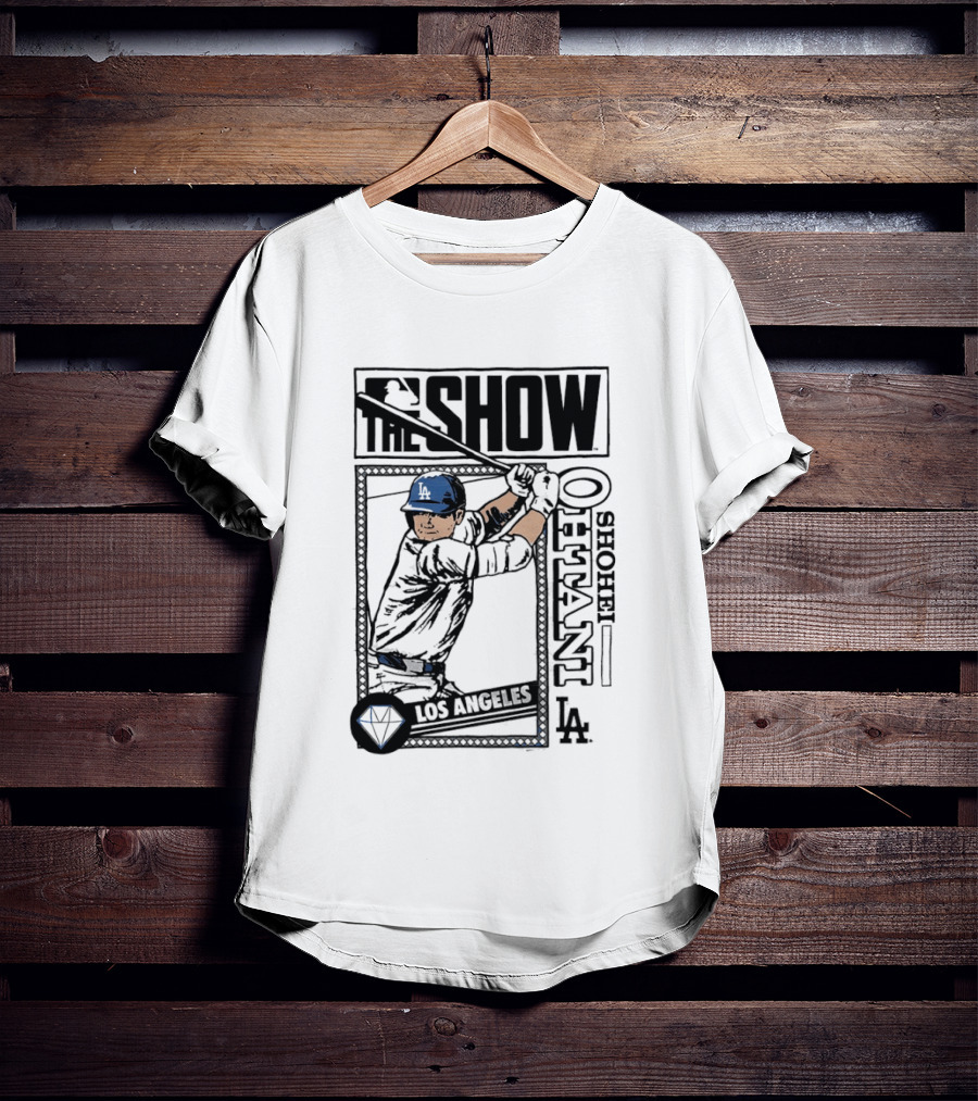 Shohei Ohtani 17 MLB The Show Los Angeles Dodgers Caricature T-Shirt
