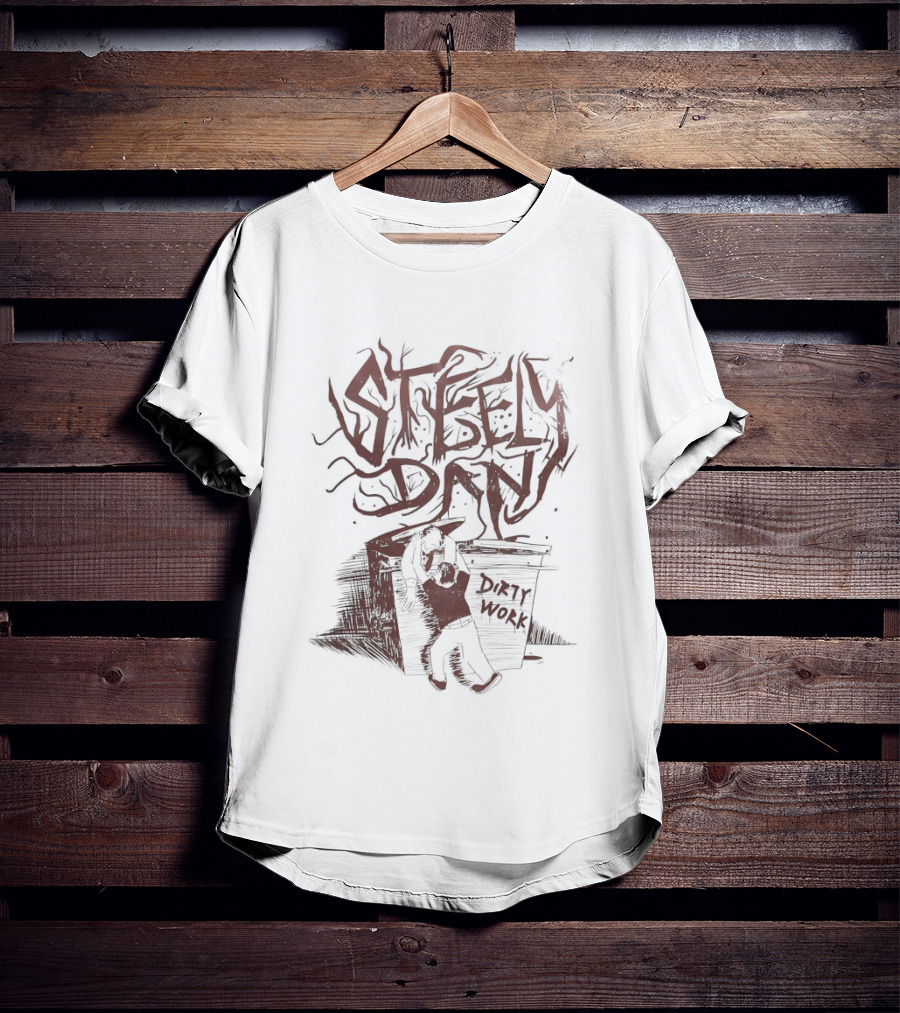 Steely Dan Dirty Work Album Artistic Block Lettering T-Shirt