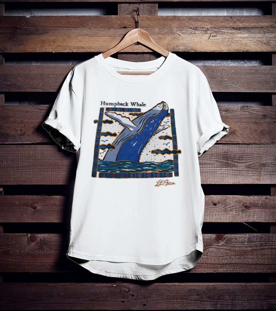 Humpback Whale Maritime Art 1990s Vibe Splashing Waves And Clouds Scene T-Shirt