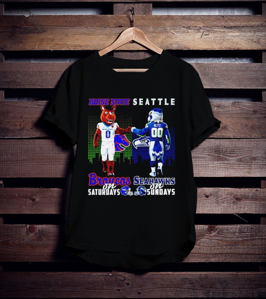 Boise State Broncos Saturdays Seattle Seahawks Sundays Skyline T-Shirt