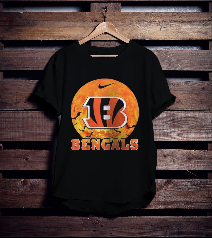 Cincinnati Bengals Halloween Nike Bats Pumpkin T-Shirt