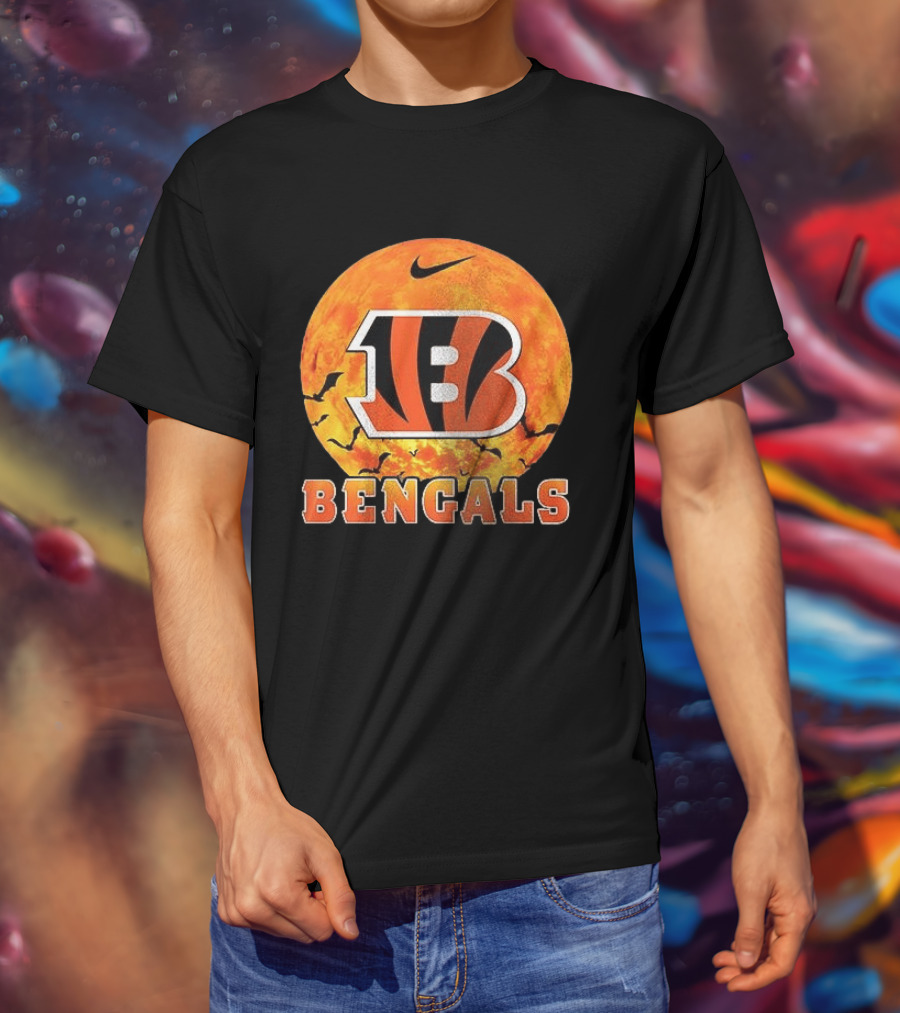 Cincinnati Bengals Halloween Nike Bats Pumpkin T-Shirt