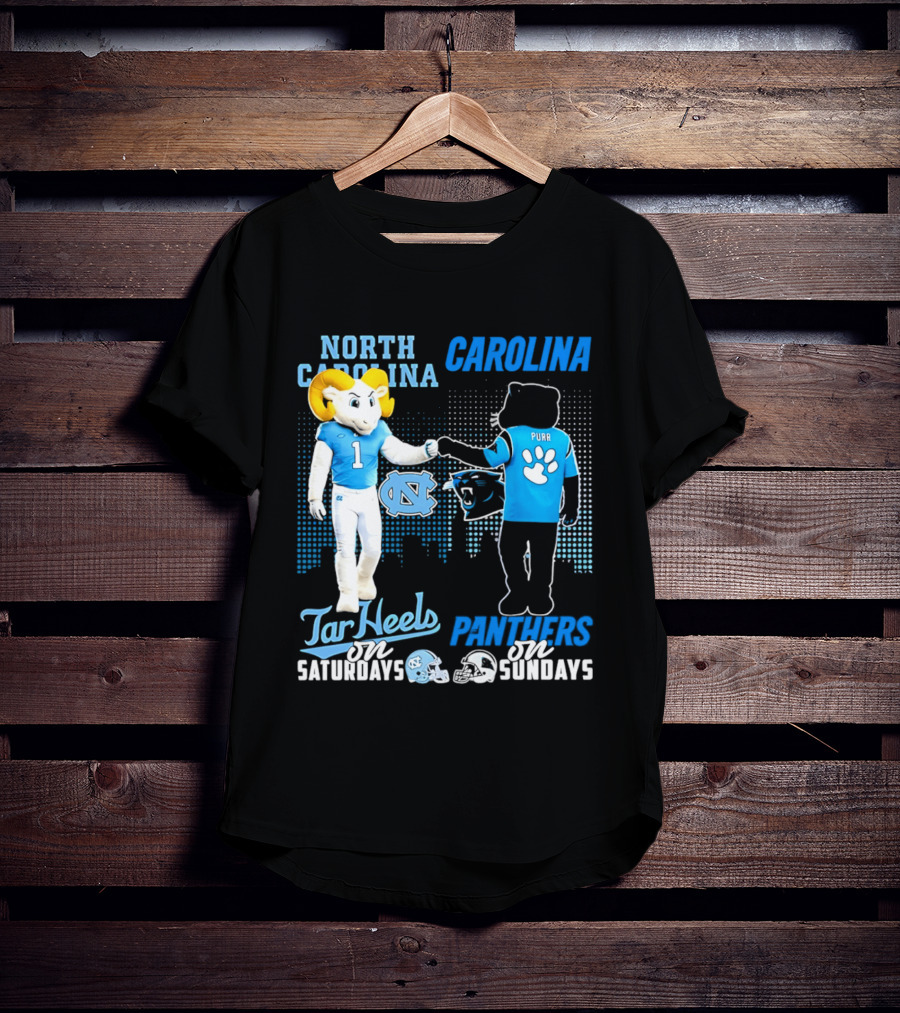 North Carolina Tar Heels Saturdays Carolina Panthers Sundays Skyline T-Shirt