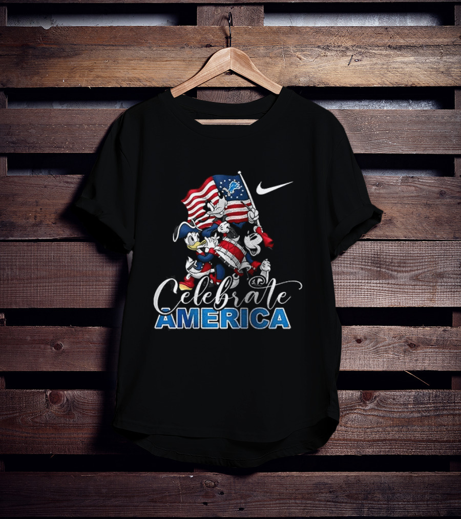 Detroit Lions Mickey Mouse Celebrate America 250th Anniversary Nike T-Shirt