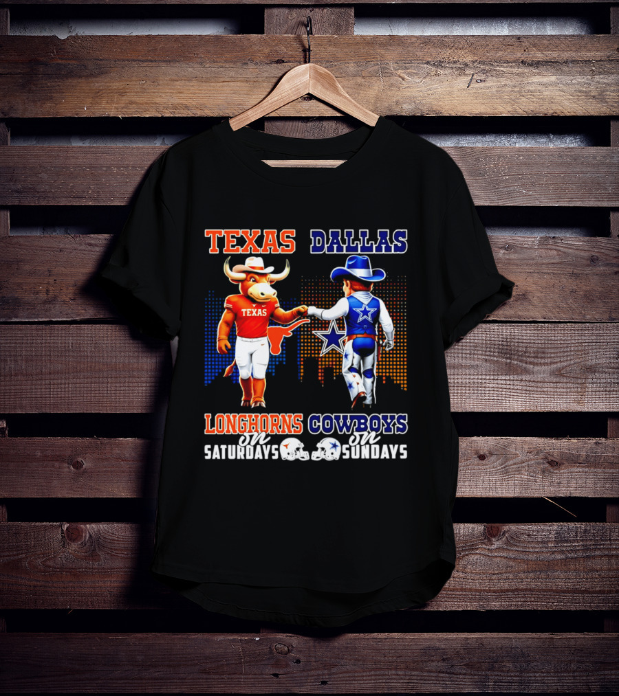 Texas Longhorns Saturdays Dallas Cowboys Sundays Skyline T-Shirt