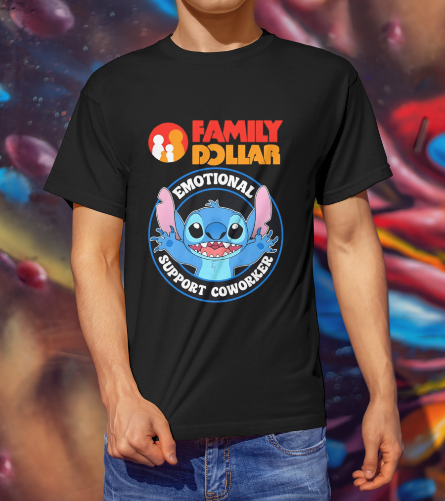 Family Dollar Emotional Support Coworker Stitch T-Shirt