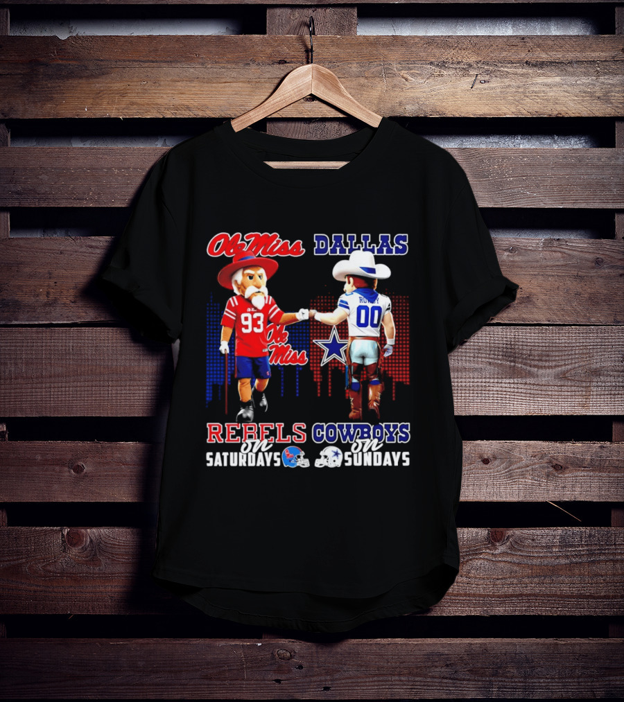 Ole Miss Rebels Saturdays Vs Dallas Cowboys Sundays Unity Skyline T-Shirt