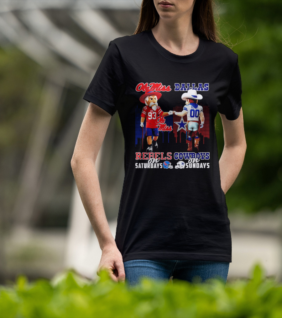 Ole Miss Rebels Saturdays Vs Dallas Cowboys Sundays Unity Skyline T-Shirt