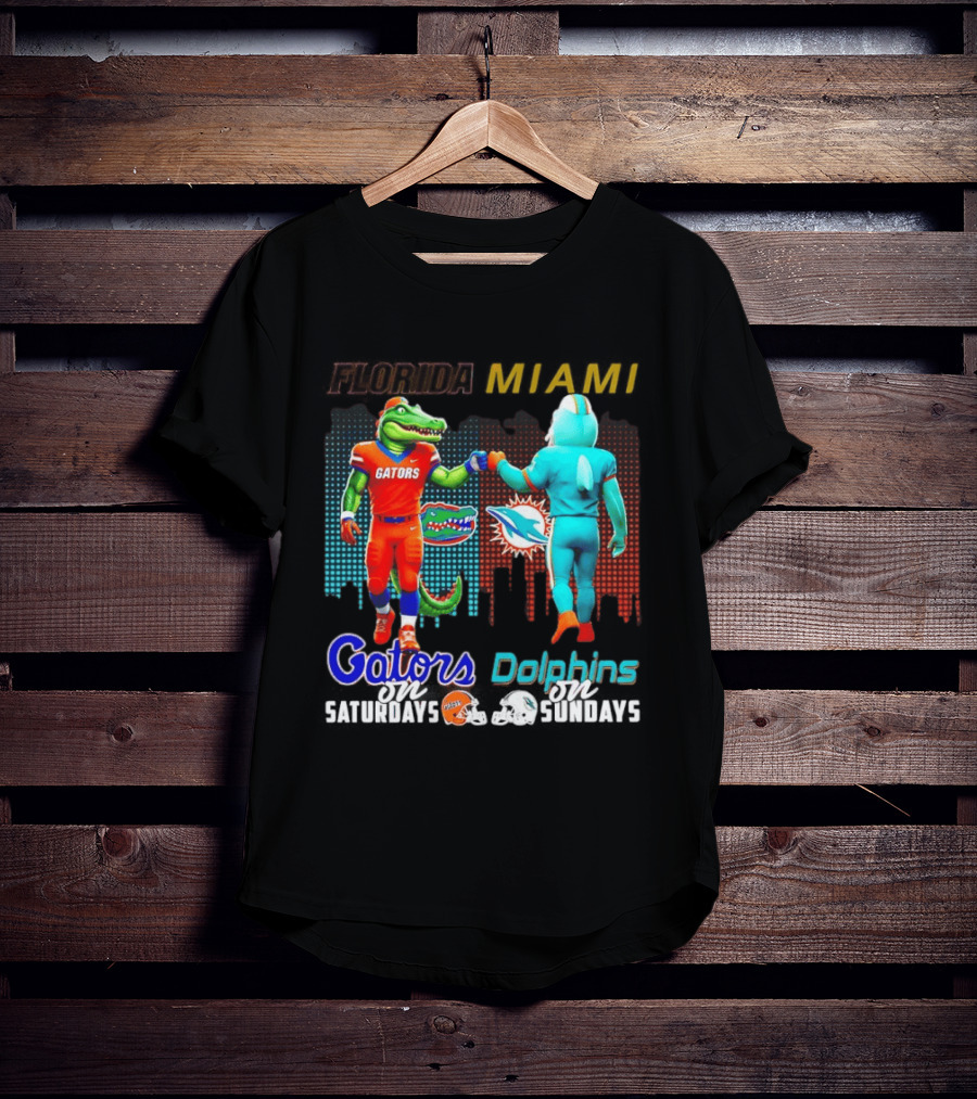 Florida Gators Saturdays Miami Dolphins Sundays Skyline Football Rivalry T-Shirt
