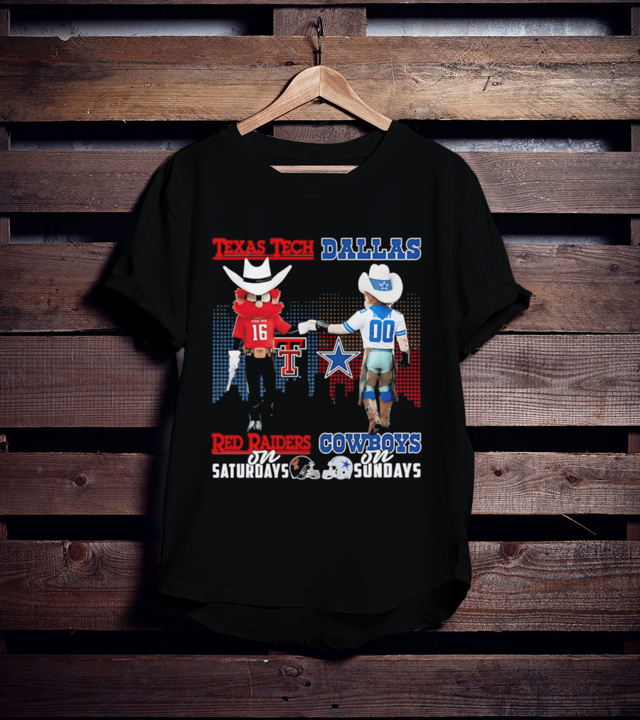 Texas Tech Red Raiders Saturdays Dallas Cowboys Sundays Skyline T-Shirt
