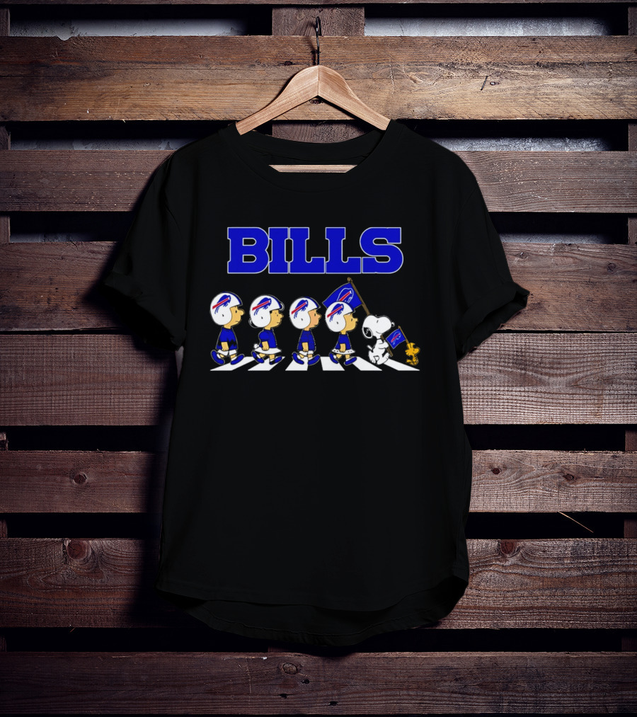 Peanuts Buffalo Bills Football Flag Abbey Road Walking T-Shirt