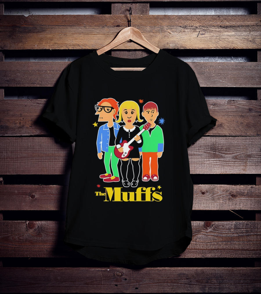 The Muffs Cartoon Characters Ronnie Kim And Roy Playing Guitar T-Shirt