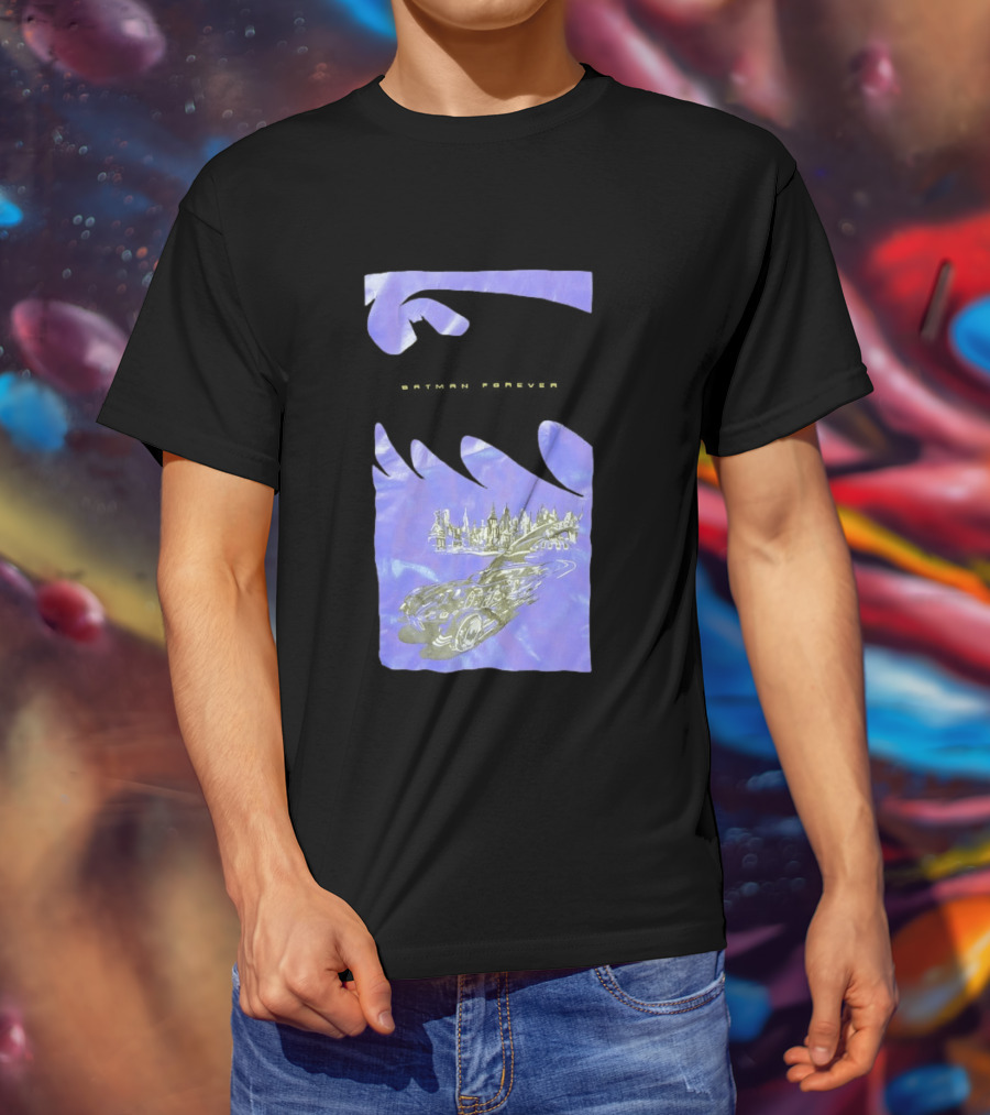 Photos Of A Batman Forever Gotham City Skyline Batmobile T-Shirt