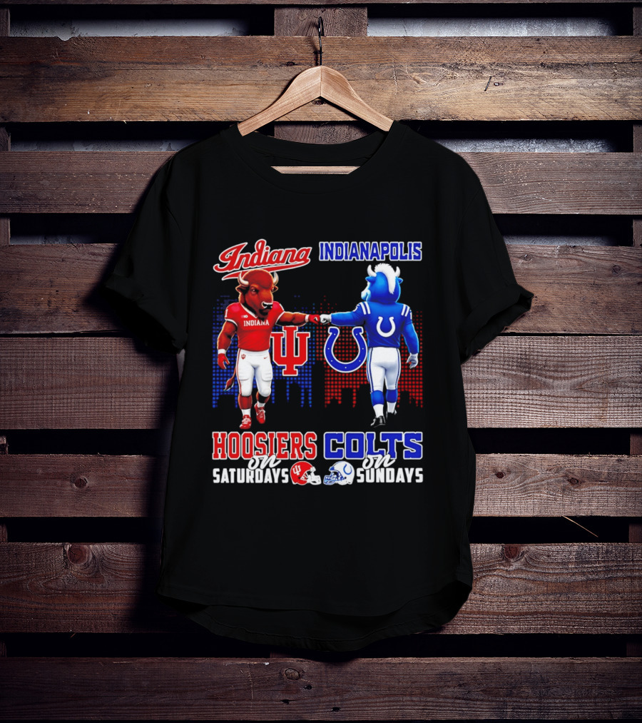 Indiana Hoosiers Saturdays Vs Indianapolis Colts Sundays Skyline Football T-Shirt