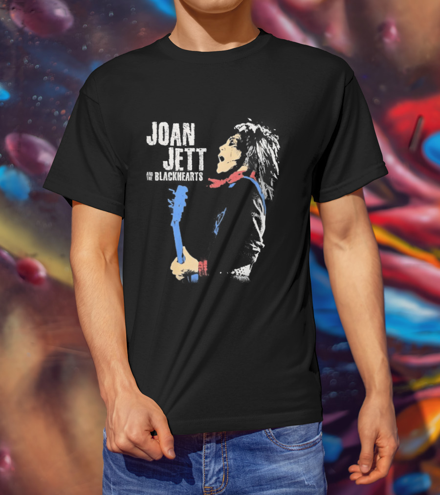 Joan Jett And The Blackhearts Vibrant Guitar Artwork Rock Fashion T-Shirt