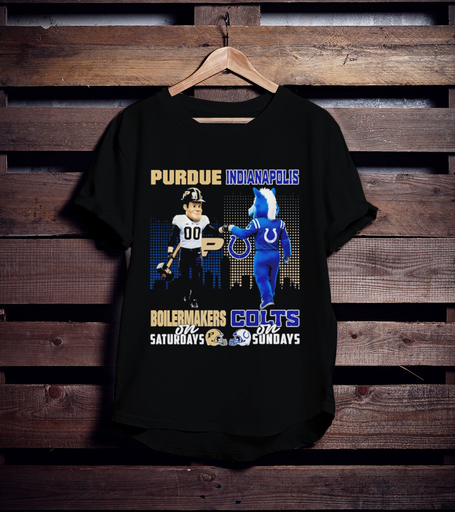 Purdue Boilermakers Saturdays Indianapolis Colts Sundays Skyline T-Shirt