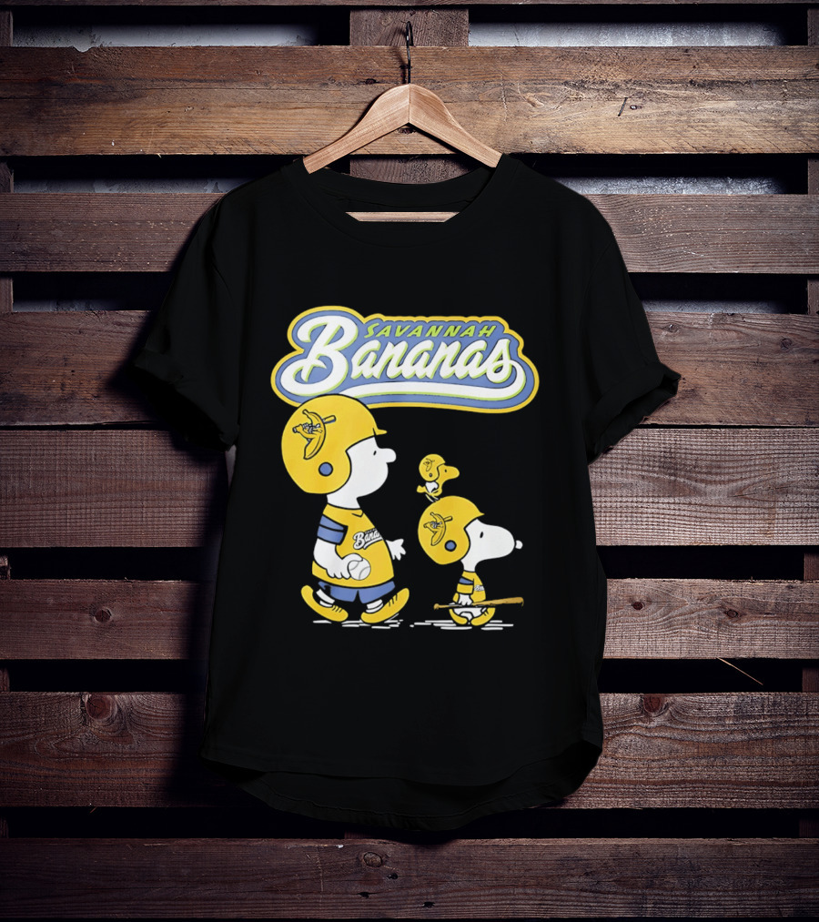 Savannah Bananas Snoopy Peanuts Baseball Player Helmet Bat T-Shirt