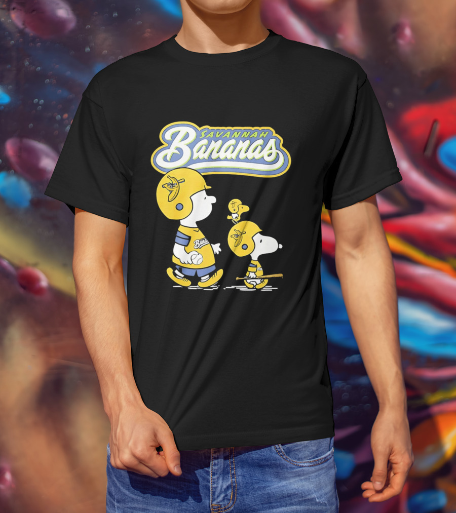 Savannah Bananas Snoopy Peanuts Baseball Player Helmet Bat T-Shirt