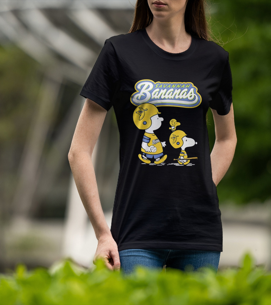 Savannah Bananas Snoopy Peanuts Baseball Player Helmet Bat T-Shirt