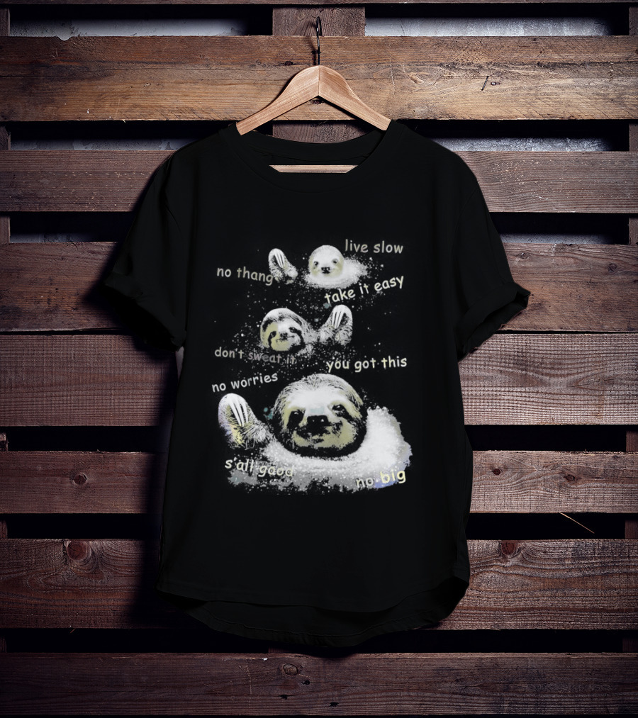 Sloth No Thang Live Slow Take It Easy Don’t Sweat It You Got This No Worries T-Shirt