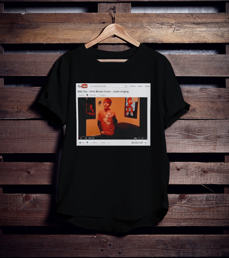 Justin Bieber Singing Chris Brown Cover YouTube Screenshot 38 Million Views T-Shirt