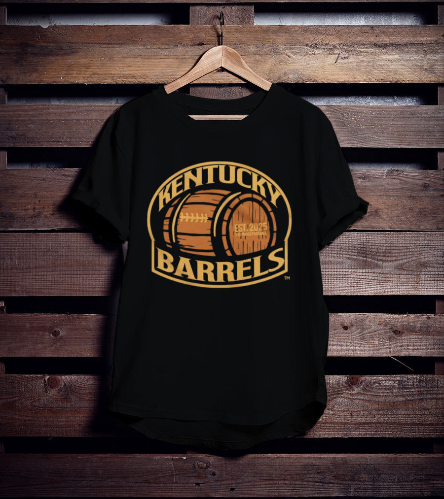 Kentucky Barrels 100 Proof Football Est 2025 T-Shirt