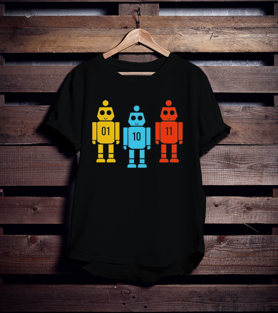 Robot 01 10 11 Trio Colorful Robot T-Shirt
