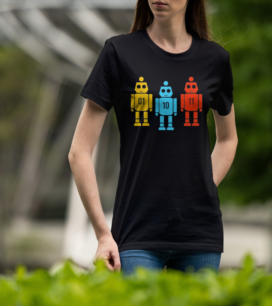 Robot 01 10 11 Trio Colorful Robot T-Shirt