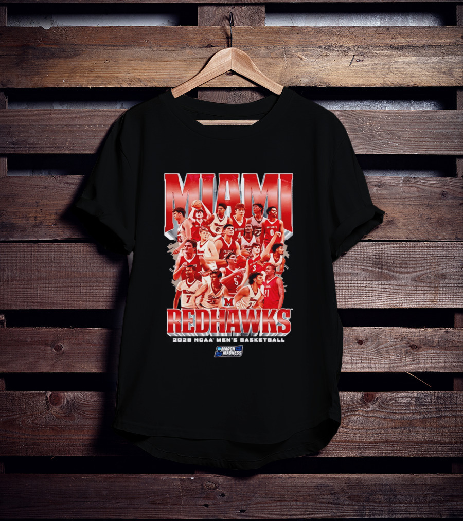 Miami RedHawks Basketball NCAA March Madness 2026 Team Collage T-Shirt